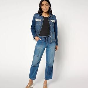 LOGO Lori Goldstein Regular Straight Leg Ankle Jeans 20 A648223 EUC Vintage Wash